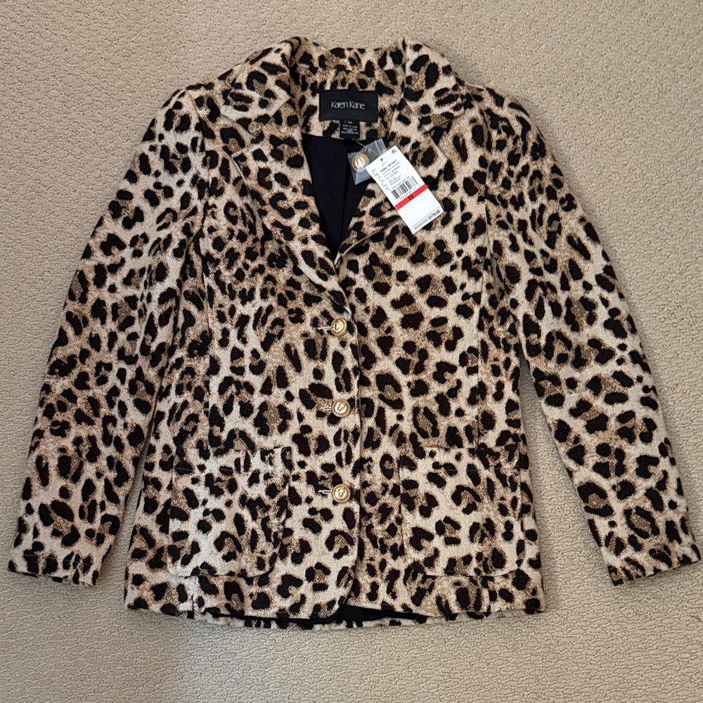 Karen Kane Animal Print Blazer in Brown and Black
